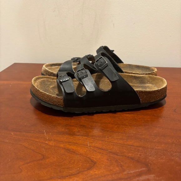 Birkenstock Florida Leather Slide Sandals in Black Size 40 Ladies 9-9.5 - Picture 3 of 10